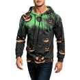 thumbnail image 6 of GrmtClth Mens Hoodie Halloween Cute Ghost Pumpkin Bat Witch All Over Print Fall Transition Tops Green 3XL, 6 of 8
