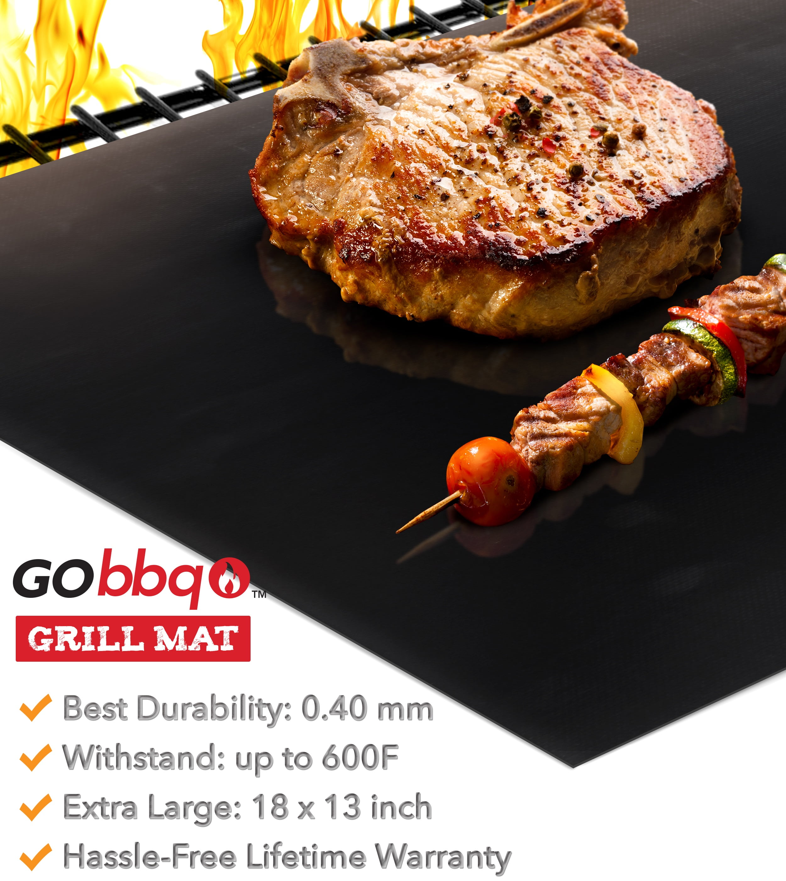 BBQ Grill mesh mat - Non-stick heavy duty grilling mest mat & Baking accessories PTFE edging long-term use，13in15.7in，excellent service for barbecue lovers。 high temperature resistant Set of 2