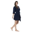 thumbnail image 4 of Turquaz Linen Waffle Kimono Navy Blue Short Robe Square Pattern, 4 of 4