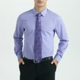 thumbnail image 3 of HISDERN Mens Solid Long Sleeve Dress Shirt with Tie & Handkerchief Set Button Down Shirts Lavender, 3 of 8