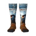 thumbnail image 1 of Fotbe Realistic Cute Sea Turtle Calcetas Divertidas Estampadas para Hombre y Mujer, Calcetas de Algodón hasta la Rodilla para Caminar, Correr, Enfermería y Embarazo, 1 of 6