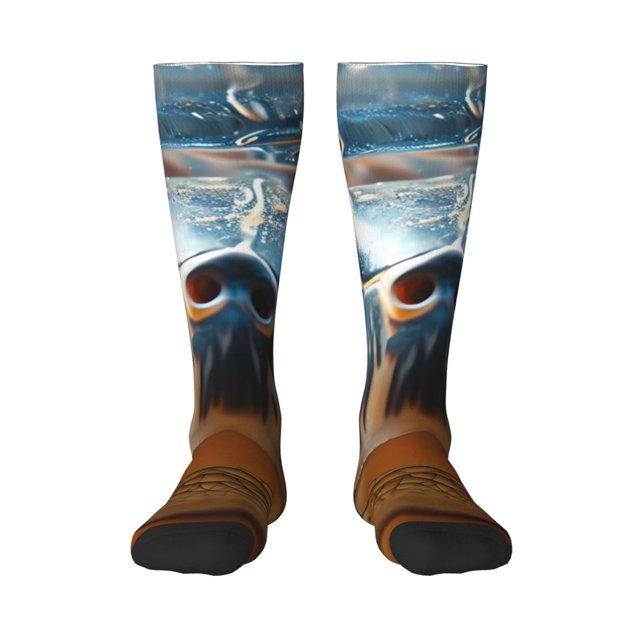 Fotbe Realistic Cute Sea Turtle Calcetas Divertidas Estampadas para Hombre y Mujer, Calcetas de Algodón hasta la Rodilla para Caminar, Correr, Enfermería y Embarazo