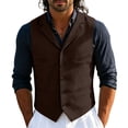 thumbnail image 2 of Miqool Mens Formal Suit Vest Sleeveless Button Front Lightweight Waistcoat Business Work Office Blazer with Multiple Pockets, 2 of 8