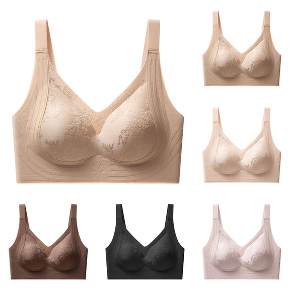 Antinious Ladies Wireless Embossed Breathable Seamless Support Comfortable Everyday Bra