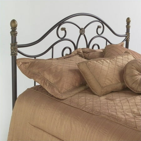 Brown Kids Bedroom Furniture - Dynasty Metal Headboard Panel with Camelback Arch and Soft Gold Highlighted Castings, Autumn Brown Finish, Full