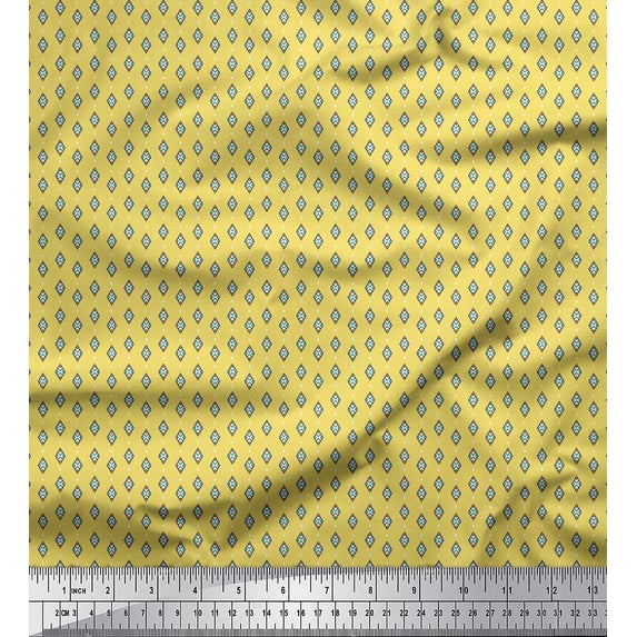 Soimoi Modal Satin Fabric Heart & Diamond Shirting Print Fabric by The Yard 42 Inch Wide