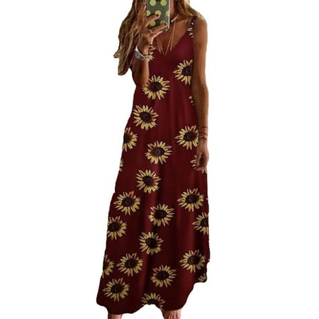 

Lumento Women Spaghetti Strap Night Dress Casual Floral Print Nightgown Loose Sleepwear Lounge Wear Pjs