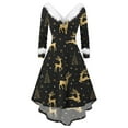 thumbnail image 1 of Vestido de Navidad empalmado para mujer, manga larga, Irregular, línea A, peludo, felpa, fiesta, moda, Invierno, 1 of 5