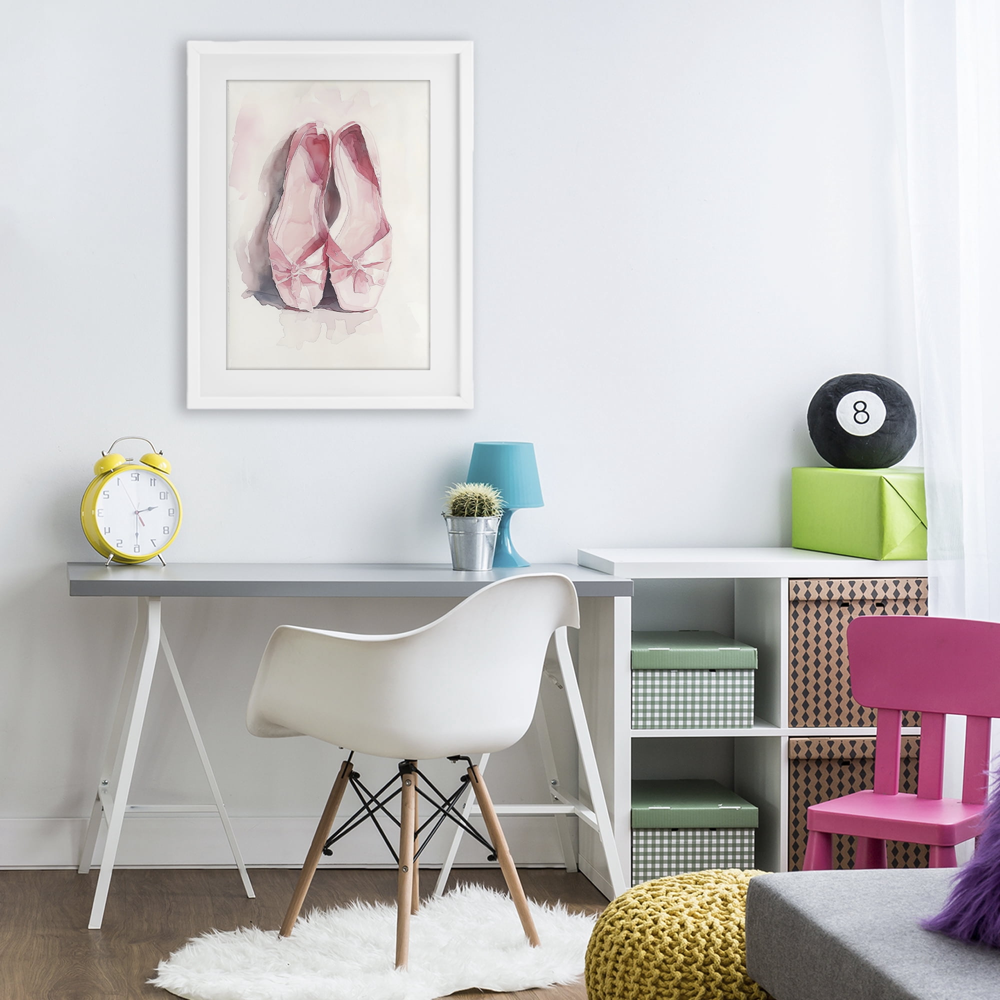 Stupell Industries Soft Blush Ballet Slippers White Framed Print Under Glass, design by Ray Powers