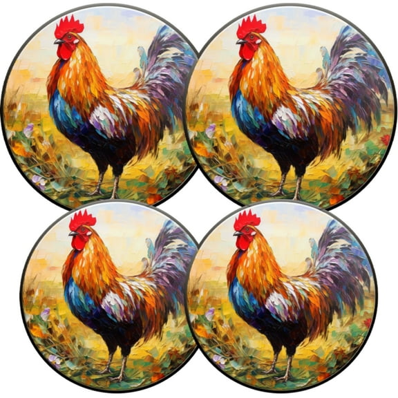 Gas Stove Burner Cover,Electric Stove Top Protector,Easy to Clean,Colorful Rooster in a Floral Setting