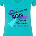 thumbnail image 4 of Inktastic Remembering My Son Suicide Prevention Awareness Women's V-Neck T-Shirt, 4 of 5