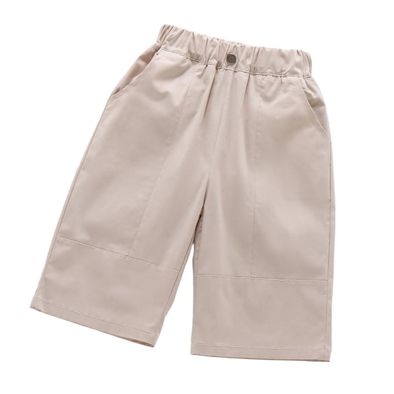 JCCXIN Toddler Kids Girls School Pants Casual Baggy Straight Wide Leg Pants With Pockets Solid Color Lightweight Outdoor Summer Daily Wear Sweet Party Bottoms,Khaki,2-3 Years