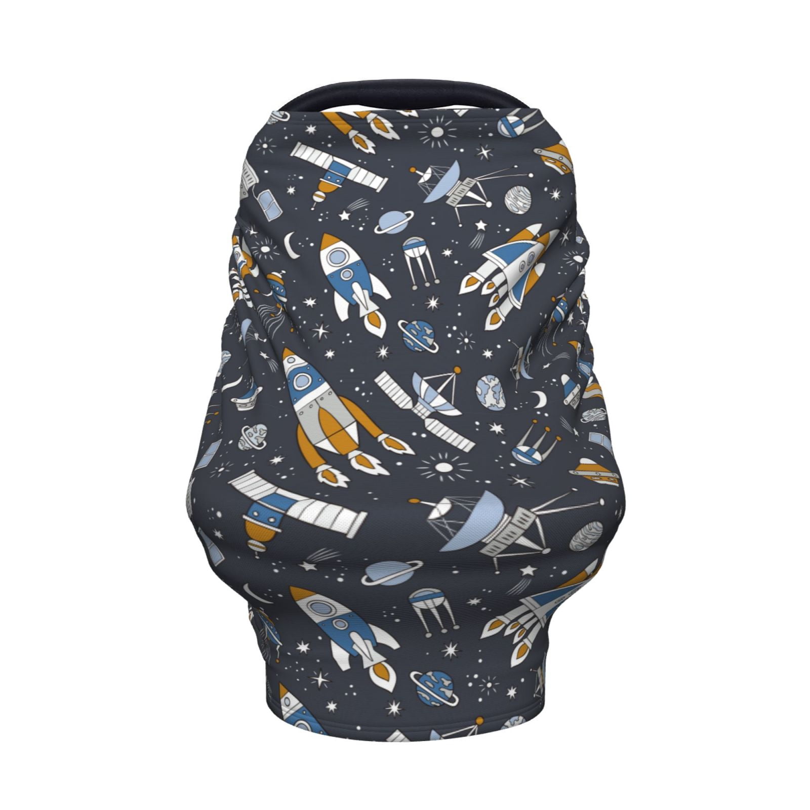Fotbe Space Cars Pattern Car Seat Covers for Babies, Nursing Breastfeeding Cover Infant Carseat Canopy, Soft Stretchy Carrier Cover