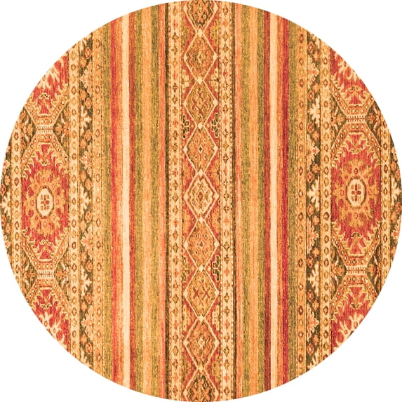 Ahgly Company Indoor Round Abstract Orange Modern Area Rugs, 4' Round