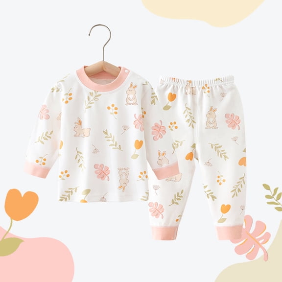 SONGGE Girls Outfit Sets For Toddlers Baby Autumn O-Neck Long Sleeve Warm Tops Pants Comfortable Girls Fall Winter For Daily And Leisure Activities Cartoon Cute Clothes Sets