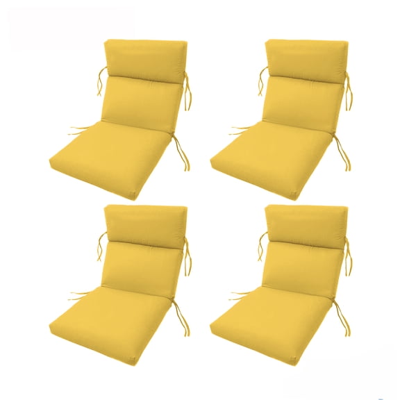 SET OF 4 OUTDOOR CHANNELED CHAIR CUSHIONS 22W x 44L x 3H Hinge at 24" in Sunbrella Fabric Sunflower by Comfort Classics Inc.