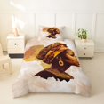thumbnail image 2 of Castle Fairy Minimalist African Woman Profile Twin Duvet Cover,Elegant Africa Map Twin Bedding,Brown Beige,Grey Reversible,1 Duvet Cover and 1 Pillowcase, 2 of 6