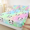 thumbnail image 3 of jejeloiu Kawaii Panda Head Bed Sheets,Cartoon Animal King Sheets,Gradient Colorful Sheet Set For Girls Boys,Super Cozy Room Decor,4pcs, 3 of 7