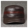 thumbnail image 2 of Men's Adjustable Cowhide Leather Baseball Cap, Thick Warm Winter Dad Hat, 2 of 6