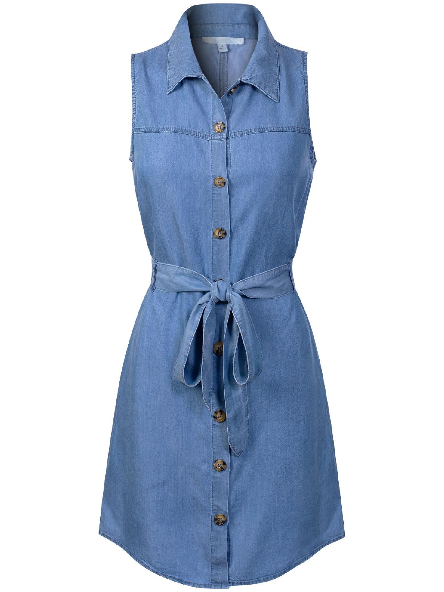 sleeveless denim button down shirt
