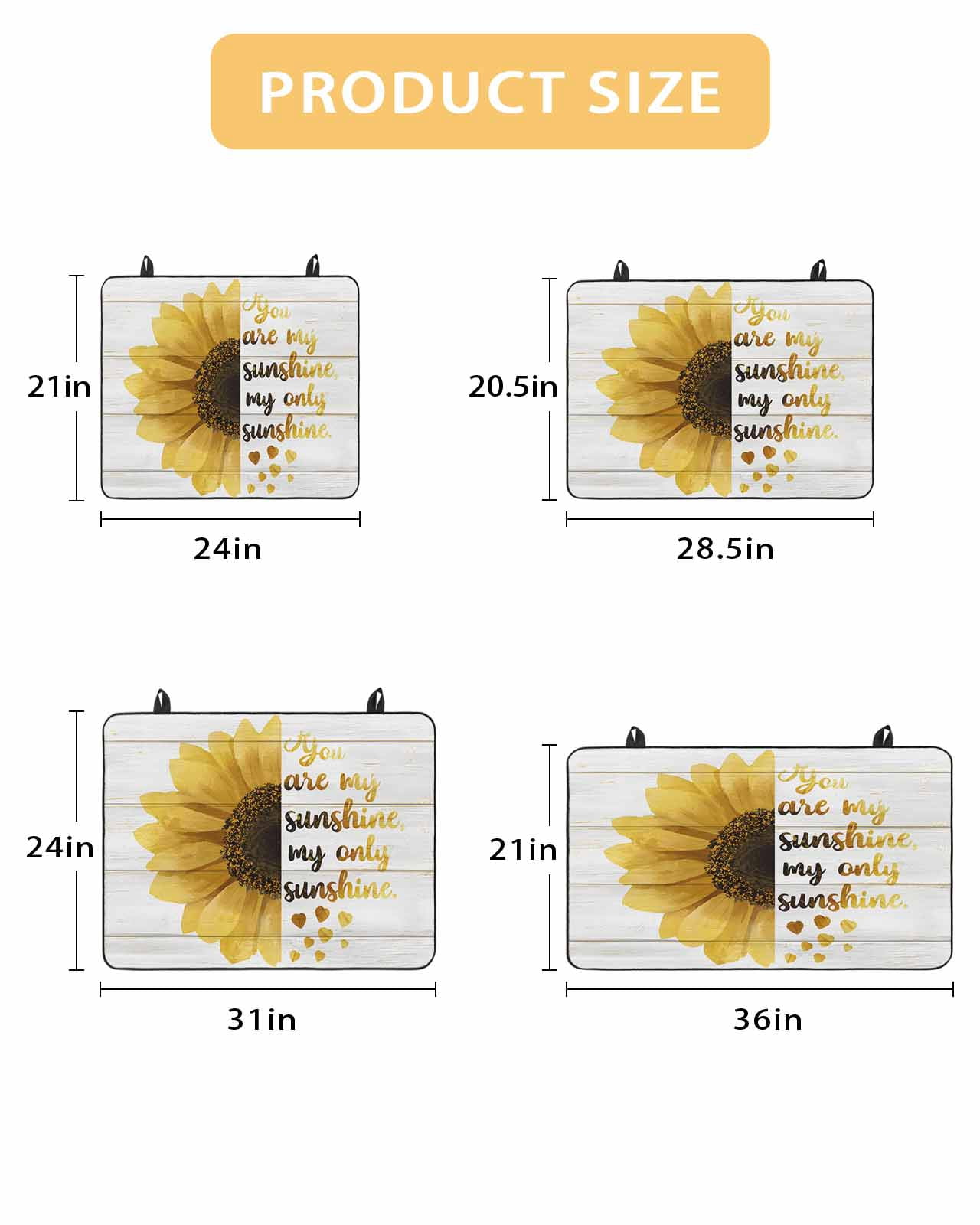 Large Induction Cooktop Protector Mat Yellow Sunflowers Stove Top Covers for Electric Stove, You Are My Sunshine Wood Rustic Decorative Stove Burner Cover Mats, Glass Top Stove Cover