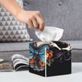 thumbnail image 6 of Rateoe Bow Flower Skull Pattern Tissue Box Cover, Modern Square Decorative Leather Facial Paper Case Organizer Holder Dispenser 5X5X5'', 6 of 8