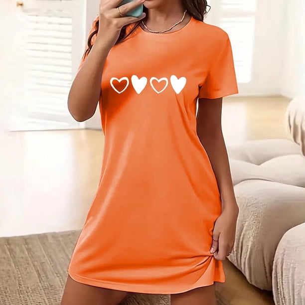 Camisón corto de talla grande para mujer, camisón de manga corta con estampado de pecho a la moda, camisón para mujer