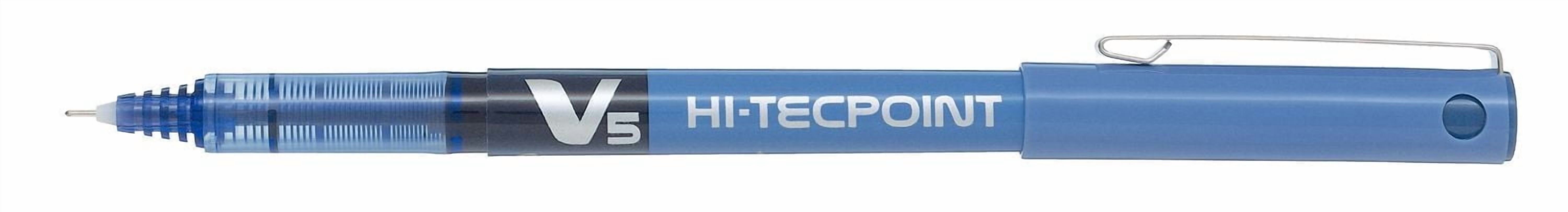 Pilot Hi-Tecpoint V5 Stylos à bille roulante - Bleu Pointe aiguille, 0.5mm, 2/pqt