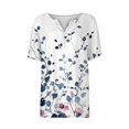 thumbnail image 4 of Women's T-Shirts Summer Tops 2025 Vacation Trendy V Neck Boho Short Sleeve Shirts Casual Loose Comfy Tunics-Royal Blue-2XL, 4 of 5