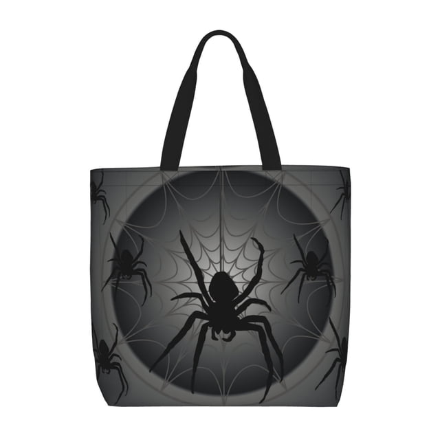 Fotbe Black Spiders Bolsa Tote con Estampado para Mujer, Bolsos con Cremallera, Bolsa de Hombro Casual de Gran Capacidad con Bolsillos Internos