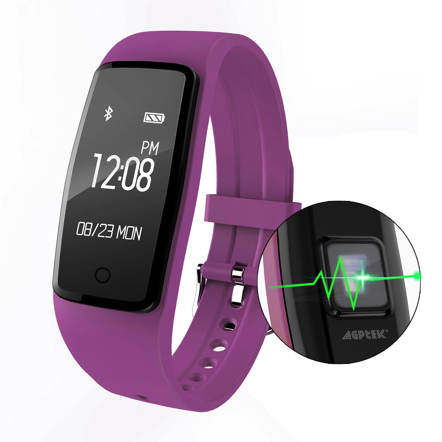 AGPtek Heart Rate Fitness Tracker Watch, IP67 Waterproof Touch Screen Smart Pedometer for