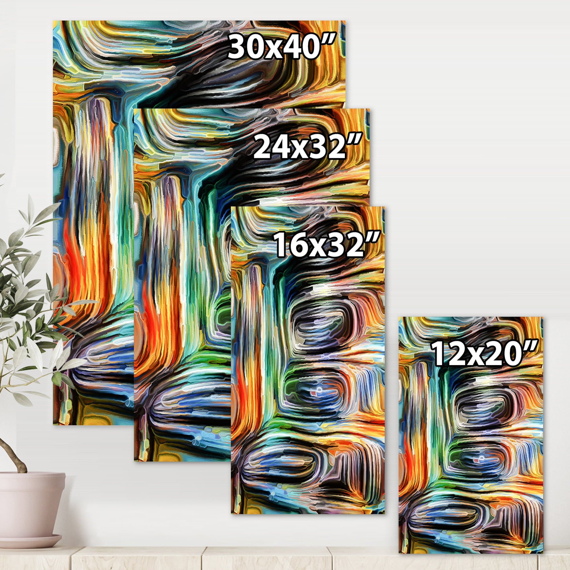 Colour Spiral Fusion VII 8 in x 12 in Painting Canvas Art Print, by Designart