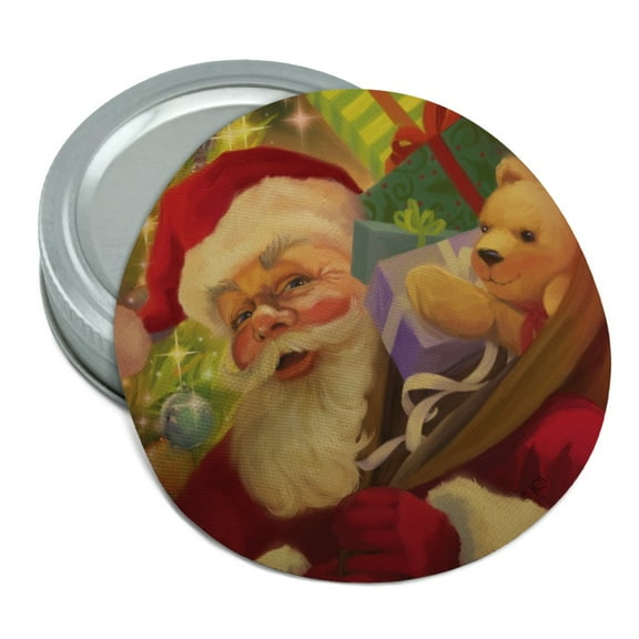 Christmas Holiday Santa Jolly Sparkle Round Rubber Non-Slip Jar Gripper Lid Opener