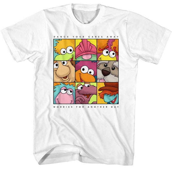 Fraggle Rock 9 Character Dance White T-Shirt