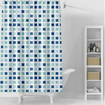 HBBKVI Plaid Shower Curtain with Hooks Waterproof Shower Curtain for Bathroom Blue Shower Curtain 59" x 71"