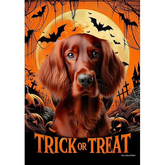 Irish Setter - Best of Breed  Halloween Garden Flag 12" x 17"