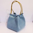 thumbnail image 2 of Mini bolsos de mezclilla para mujer, bolsos y carteras de diseñador de lujo, novedad de 2023, bolso de hombro de tela con borlas y remaches, 2 of 5