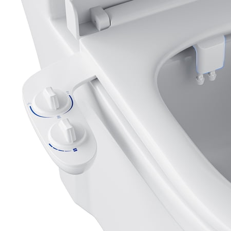 Bidet Attachment for Toilet – Dual Nozzle with Front & Rear Spray, Adjustable Water Pressure & Angle, Self-Clean, Retractable Nozzle, Brass T-Adapter, Easy Install – No Electricity Needed