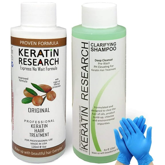 Complex Brazilian Keratin Hair Treatment Kit with Argan Oil Blowout Treatment Natural Organic Results Straightening and Smoothing Hair Keratina Brasilera Para Alisar el Pelo (4oz 4oz Gloves)