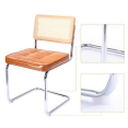 thumbnail image 5 of LivinVeluris Set of 2 Modern Rattan Dining Chairs, Mid-Century Dining Side Chairs, Cane Dining Chairs with Teddy Velvet, Armless Kitchen Chairs (Chrome Frame with Rust Cushion), 5 of 5