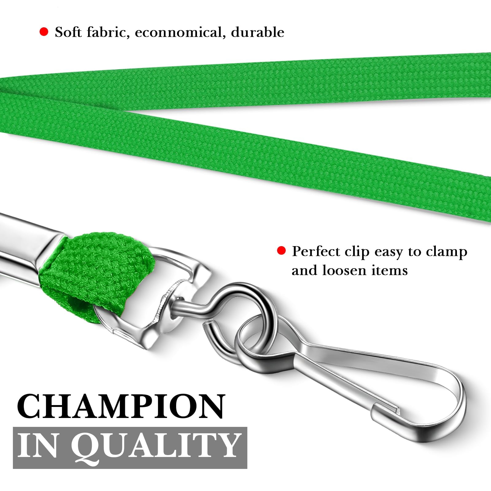 100 Lanyards Bulk For Id Badges Green Flat Badge Neck With Swivel J Hook Clip Student Teacher