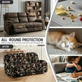 thumbnail image 6 of COEQINE Recliner Cover 8 Pieces Fitted Recliner Chair Cover Soft 3 Seater Reclining Sofa Slipcover with Storage Pocket and Elatic Straps for Dogs, Cats, Kids, Mushroom Floral Fern Leaf, 6 of 8