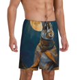 thumbnail image 2 of Fuzoiu Moon Night Sky Cute Rabbit Print Pajama Shorts for Men, Men's Pajama Bottoms,Mens Lounge Sleepwear,Pajama Pants with Pocket-Small, 2 of 6