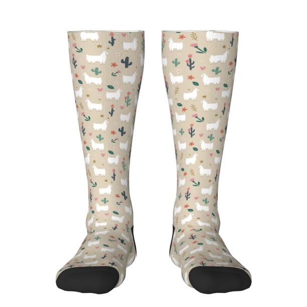 Balery Cute Alpaca Calcetines novedosos Calcetines deportivos Calcetines hasta la rodilla Calcetines de algodón Calcetines originales y geniales