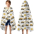 thumbnail image 3 of Cartoon Construction Vehicles Stars White Pattern Hooded Bath Towel，60"x35" for Ages 3 To 12 Kids, Quick Dry Lightweight Soft Microfiber Hood Beach Towel Cover Up for Kids, 3 of 7