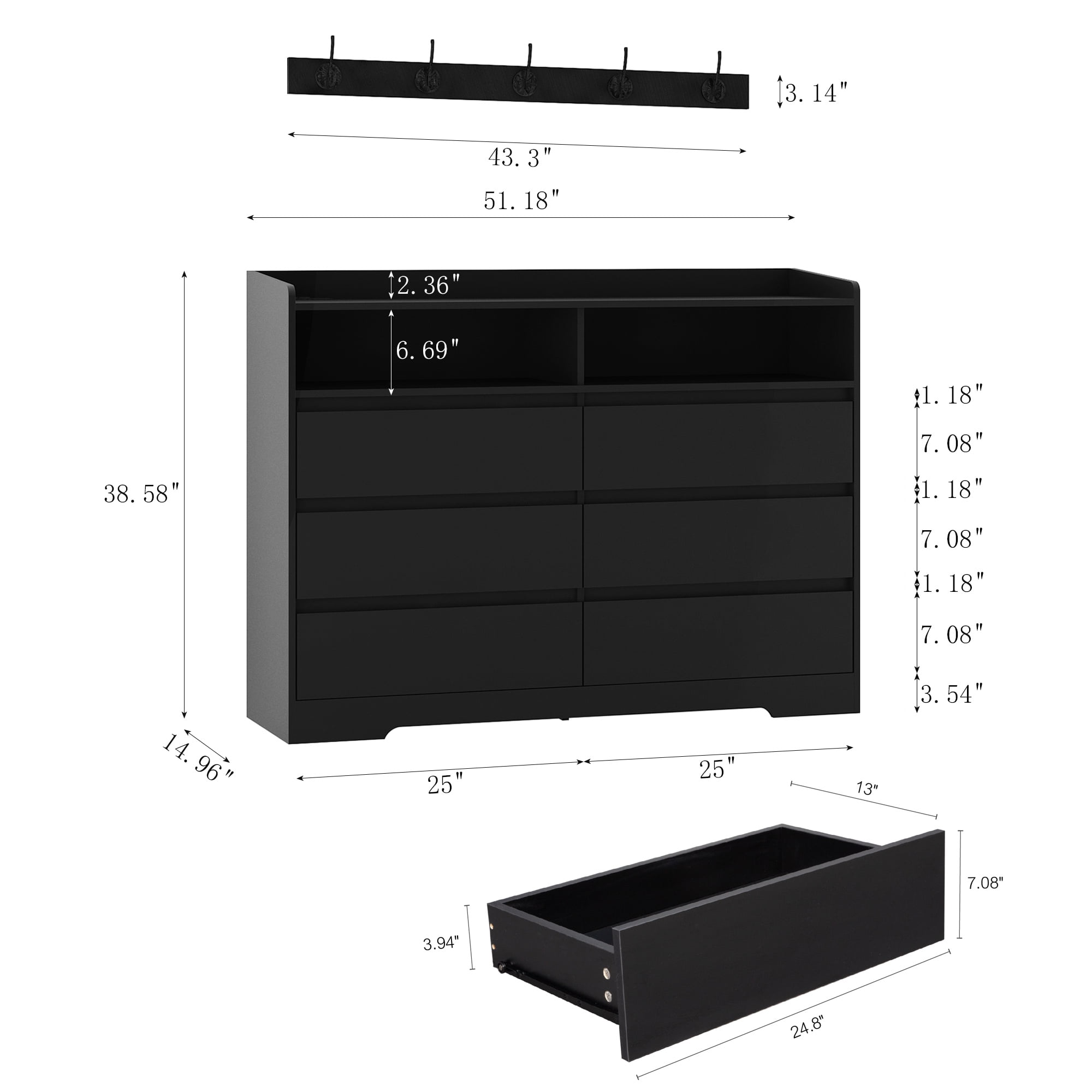 Finihen 6 Drawer Dresser, Modern Chest of Drawers with Led Lights, Wooden Dresser for Bedroom with Sturdy Frame for Living Room, Entryway, Hallway, Black-L Finihen 6 Drawer Dresser, Modern Chest of Drawers with Led Lights, Wooden Dresser for Bedroom with Sturdy Frame for Living Room, Entryway, Hallway, Black-L