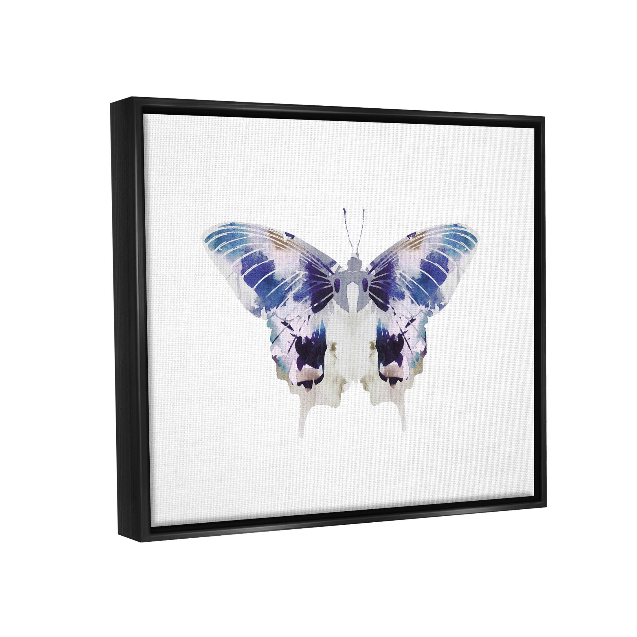Stupell Industries Vivid Purple Butterfly Insect Graphic Art Jet Black Floating Framed Canvas Print Wall Art, Design by Leah Straatsma
