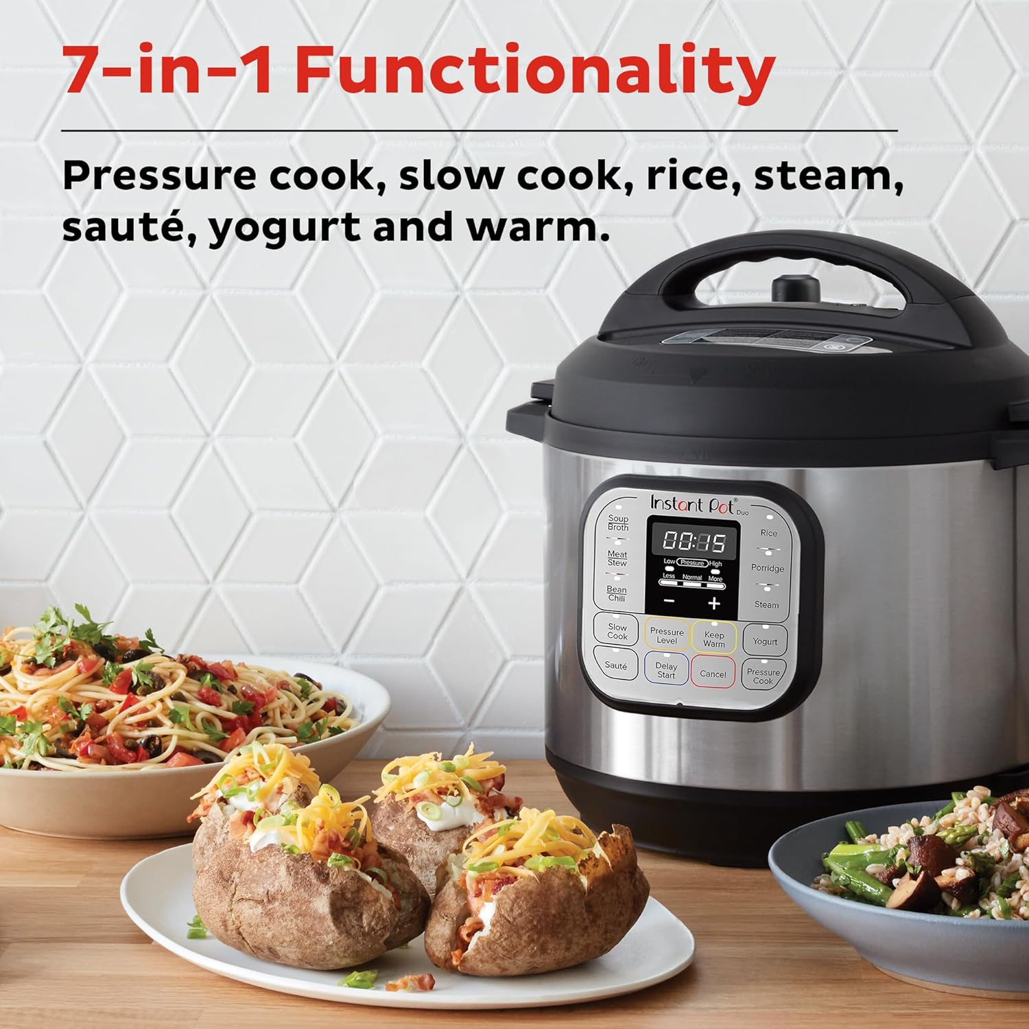 Instant Pot Duo 7-in-1 Electric Pressure Cooker, Slow Cooker, Rice Cooker, Steamer, Sauté, Yogurt Maker, Warmer & Sterilizer, Includes Free App with over 1900 Recipes, Stainless Steel, 3 Quart - image 3 of 9