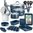 thumbnail image 1 of NutriChef Professional Juego de cocina de 20 piezas en azul marino, ollas y sartenes antiadherentes duraderas con utensilios para hornear, compatible con cualquier estufa, fácil de limpiar, 20 piezas, 1 of 5