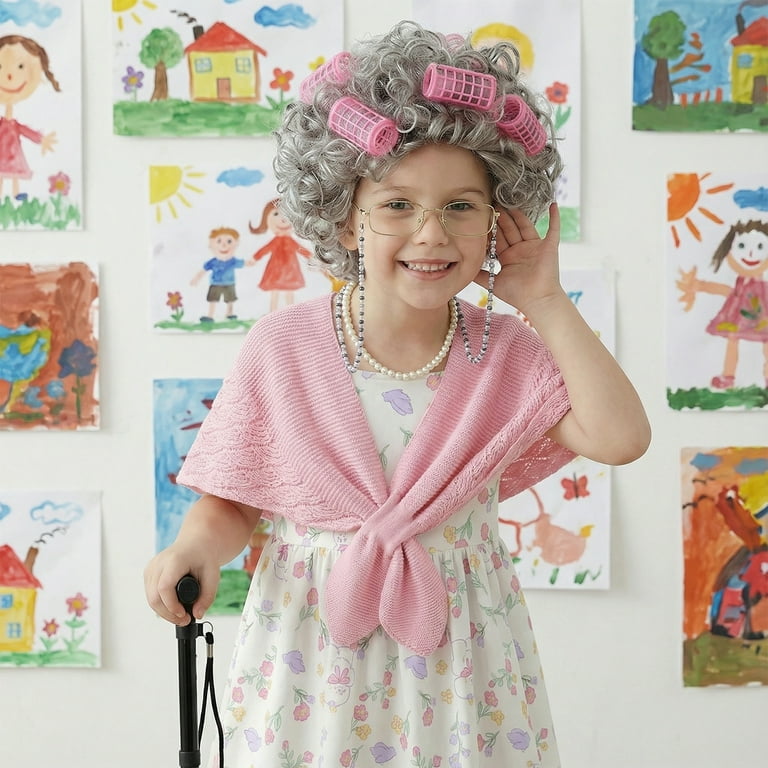 Alaiyaky Old Lady Costume 10 Pcs 100 100th Days of School Costume Dress Up  Granny Grandma Cosplay Outfits - Walmart.com